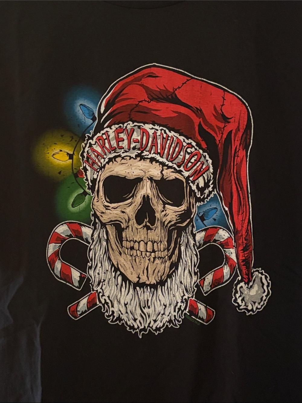 Harley-Davidson Black Tee Red Santa Skull motorcycle Amsterdam Netherlands biker